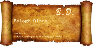 Balogh Ditta névjegykártya